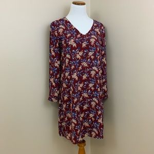 Madewell maroon floral button-back sheath dress XS